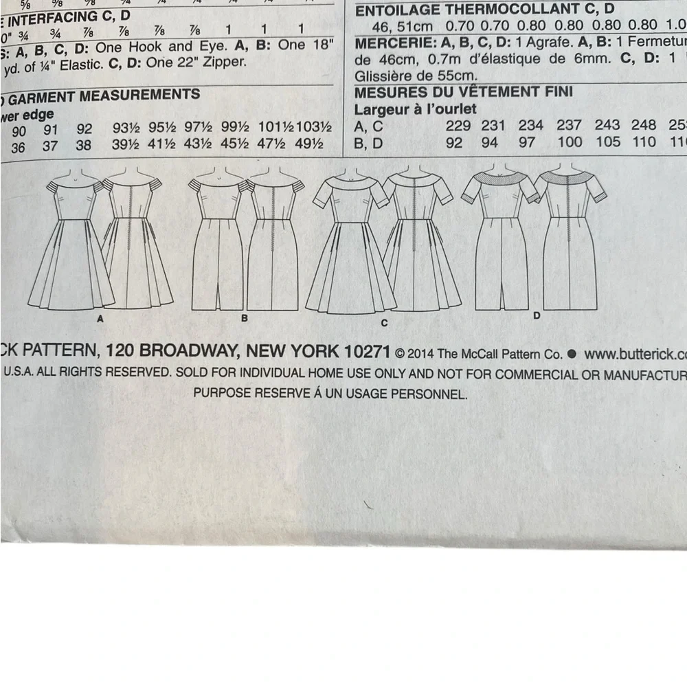 Butterick Sewing Pattern Misses'/Misses' Petite Off-the-Shoulder /Yoke Size 6-14